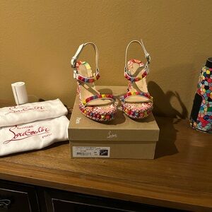 Christian Louboutin Red and Pink Platform Shoes